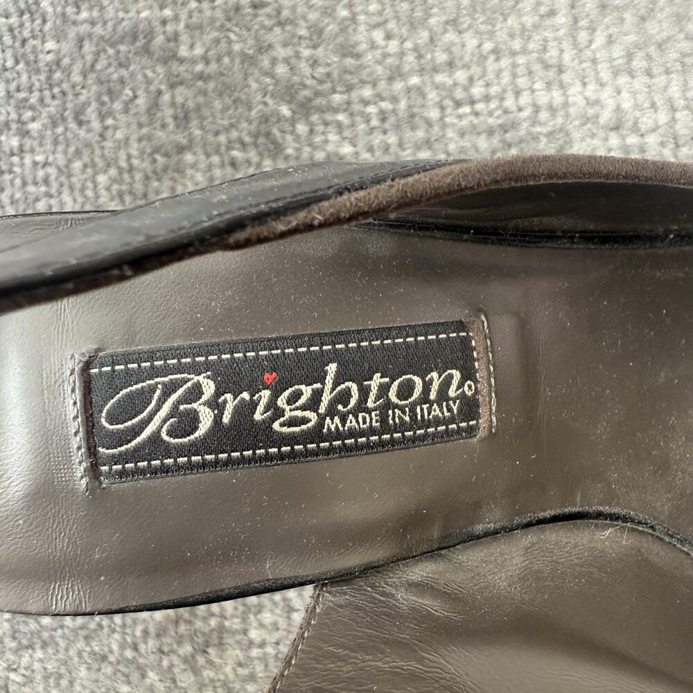 Brighton Shoes Womens Size 7.5 Leather Suede Slingback Heels Made in Italy - Picture 6 of 14